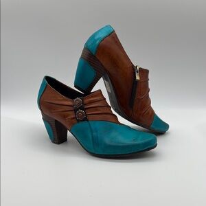 L’ARTISTE Leather Spring Step Ankle Boots Chunky Heal Side Zipper Womens Size 8